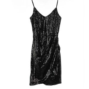 Lulu's Forever Your Girl Black mini Sequin Bodycon Dress size small